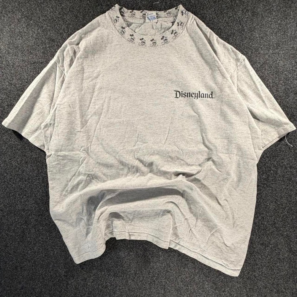 Vintage Disneyland Mickey Mouse Collar Graphic T Shirt Grey One Size USA Made